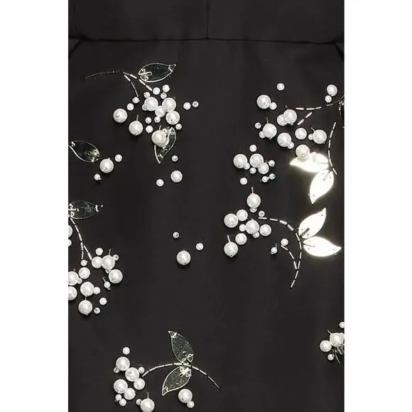 NWT: Carolina Herrera Embellished Pleated Silk-Faille Midi Dress - Picture 3 of 16